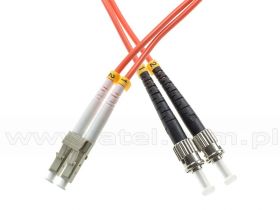 Patchcord światłowodowy wielomodowy LC/UPC-ST/UPC, 50/125, dupleks, włókno OM2 długość 1m