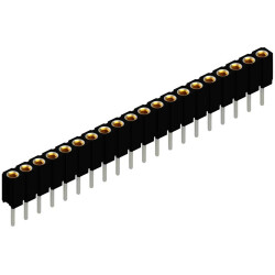 Socket header, 20 pole, pitch 2 mm, straight, black, BLY 1 20