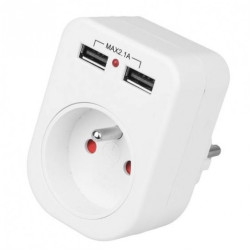 Rozgałęźnik sieciowy na 1 gniazdo [2P+Z] 230V 16A + 2x USB A (5V / 2,1A)