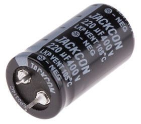 Kondensator 220μF 400V dc Zatrzaskowy RS PRO roztaw: 10mm 25 (Dia.) x 45mm