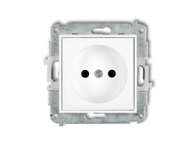 MINI Gniazdo pojedyncze bez uziemienia (przesłony torów prądowych) biały MGP-1p KARLIK