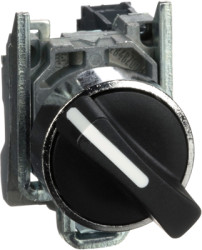 Toggle switch, unlit, groping, 1 Form A (N/O), waistband round, black, front ring silver, 2 x 90°, mounting Ø 22 mm, XB4BD41