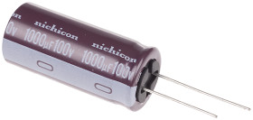 Kondensator 1000μF 100V dc Radialny, Otwór przelotowy Nichicon roztaw: 7.5mm 18 (Dia.) x 40mm