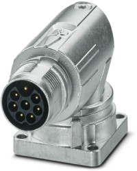 Surface-mounting plug, M17, 8 pole, crimp connection, standard/ONECLICK quick locking system, angled, 1628505