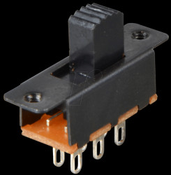 Miniature slide switch, soldered connection, 2 x ON/ON, black