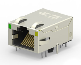 Złącze RJ45 Żeński Złącze RJ45 Montaż na płytce drukowanej Cat6 TE Connectivity, 90° 8-żyłowe