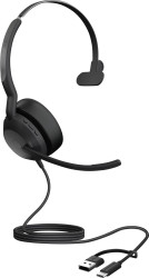 Jabra Evolve2 50 Słuchawki nauszne przewód, Bluetooth Mono czarny redukcja szumów mikrofonu, Wyciszanie hałasów zestaw s