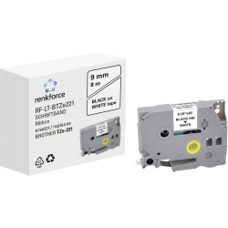 Renkforce RF-6027516 Labelling tape White Black 9mm 8m Replaced Brother TZe-22