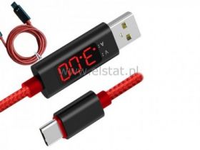 Kabel USB- typ C; amperomierz, woltomierz; 1m