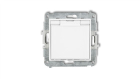 Mini Gniazdo Bryzgoszczelne Z/U Ip44 Z Przesłonami Klapka Biała Białe Mgpb-1Zp