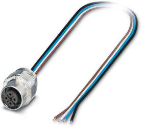 Panel socket, M12, 4 pole, strand connection, SPEEDCON locking, straight, 1239878