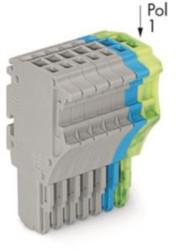 1-wire female connector, 8 pole, pitch 3.5 mm, straight, gray/blue/green-yellow, 2020-108/000-038