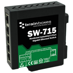 Brainboxes SW-715 Hardened Industrial 5 Port Gigabit Ethernet Switch DIN Rail