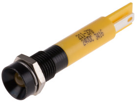 Lampka kontrolna do montażu panelowego 24V dc, Żółta 8mm LED Końcówka lutownicza RS PRO