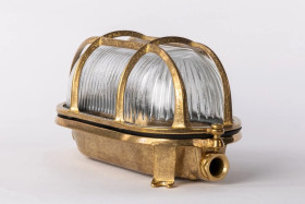 Oprawa mosiężna OVAL 17, E27, 60W, klosz przeźroczysty-szkło, IP64, siatka mosiężna A17