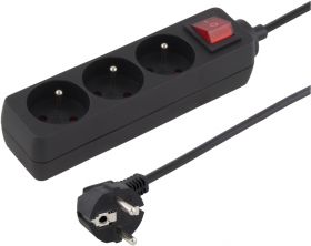 Listwa antyprzepiÄciowa 3 gniazda 3,0m czarna