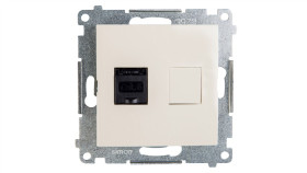 Simon 54 Gniazdo Komputerowe Pojedyncze Rj45 Kat.6 Z Przesłoną Kremowe D61.01/41