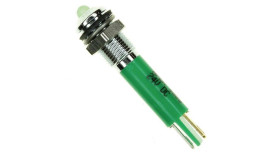 Lampka kontrolna do montażu panelowego 24V dc, zielona 6mm LED Faston, oczko lutownicze APEM