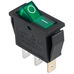 Przełącznik kołyskowy pojedynczy zielony (SPST) z podświetleniem