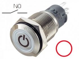 Przycisk chwilowy,16mm płaski POWER czerwony