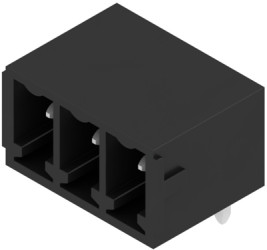 Pin header, 3 pole, pitch 3.81 mm, angled, black, 1037880000