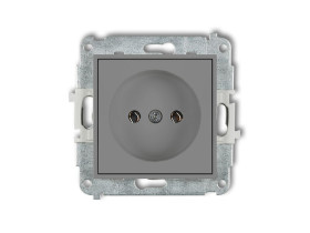 MINI Gniazdo pojedyncze bez uziemienia (bez przesłon torów prądowych) szary mat 27MGP-1 KARLIK