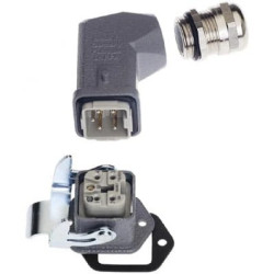 Obudowa metalowa złącza HAN-KIT 3A 4+PE męski+żeński 230/400V 10A Han A wejście kątowe proste (gniazdo) M20 10200040005