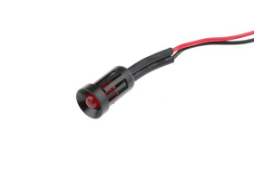 Lampka kontrolna do montażu panelowego 12V dc, czerwona 8mm LED Czarny Wyprowadzenia RS PRO