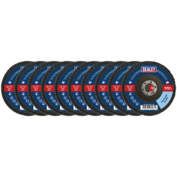 Sealey FD115MIX Assorted Grit Flap Discs Zirconium &#xD8;115mm &#xD8;22mm Bore PK10