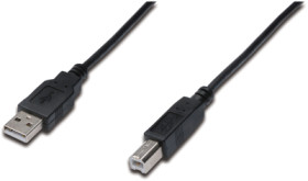USB 2.0 adapter cable, USB plug type A to USB plug type B, 1 m, black, AK-300102-010-S