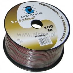 Kabel głośnikowy 2x 1,5mm CU czarny z paskiem R