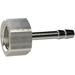 Screw-on hose nozzle, L 40.5 mm, 25 bar, brass, nickel-plated, for hose, 134897