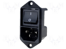 Wtyk; zasilające AC; IEC C14 IBM; 4302.2001; proste; na panel; przykręcane; z wyłącznikiem; 10A; 250V; konektory 4,8x0,8mm; Schu