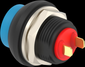 Pushbutton, 1 pole, blue, unlit , 0.12 A/125 VAC, 0.2 A/50 VDC, 13.6 mm, IP68, 2329328-5