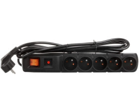 Listwa zasilająca 19 cali 3m 5 gniazd 2P+Z, wyłącznik + bezpiecznik czarna 19-0043C