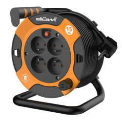 Przedłużacz bębnowy 4-gniazdowy H05VV-F 3G1.0, 15m pomarańczowo-czarny / 24622