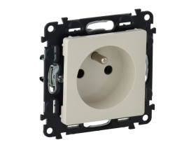 VALENA LIFE Gniazdo pojedyncze z uziemieniem z przesłoną zaciski śrubowe kremowe 753284 LEGRAND