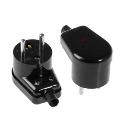 Wtyczka kątowa z/u 16A 250V podświetlana rozbieralna czarny WT-16S/CZARNY