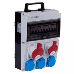 Rozdzielnica budowlana CAS_2-S hermetyczna IP54 Wyposażona + 2x gniazdo siłowe 5p (400V 32A + 16A) + 3x gniazdo 2P+Z (230V 16A)