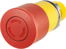 Mushroom pushbutton, rotary release, unlit, waistband round, red, mounting Ø 22.3 mm, 46-2C36.1H20.000