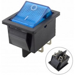 Przełącznik DPST KCD4 podświetlany 15A 250V niebieski kołyskowy