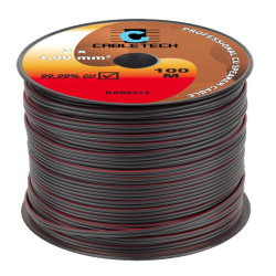 Przewód Głośnikowy 2x1,0 Czarny z czerwonym paskiem, miedź