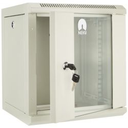 Szafa wisząca RACK 10" 6U 300mm drzwi szklane szara NEKU TS