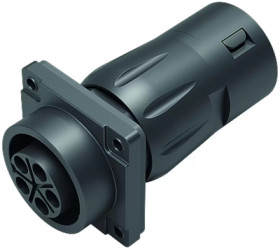 Panel socket, 4 pole + PE, crimp connection, bayonet locking, straight, 09 6492 100 05