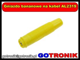 Gniazdo bananowe na kabel AL2319 żółte
