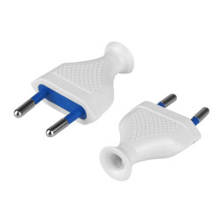 Wtyk Sieciowy płaski 230V Biały Na kabel, skręcany