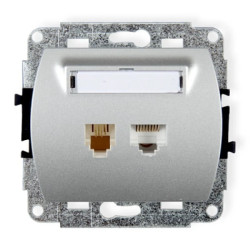 TREND Gniazda telefoniczne pojedyncze 1xRJ11 + komputerowego pojedynczego 1xRJ45, kat. 5e, 8-stykowy srebrny 5GTK