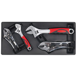 Sealey TBT04 Tool Tray with Locking Pliers and Adjustable Wrench Set 4pc
