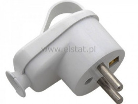 Wtyczka kątowa + uziem. WT16z + uchwyt, biała
