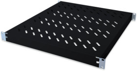 Shelf, fixed mounting, steel, (W x H x D) 483 x 43 x 358 mm, 1 U, black, for 483 mm profile rails, DN-97645